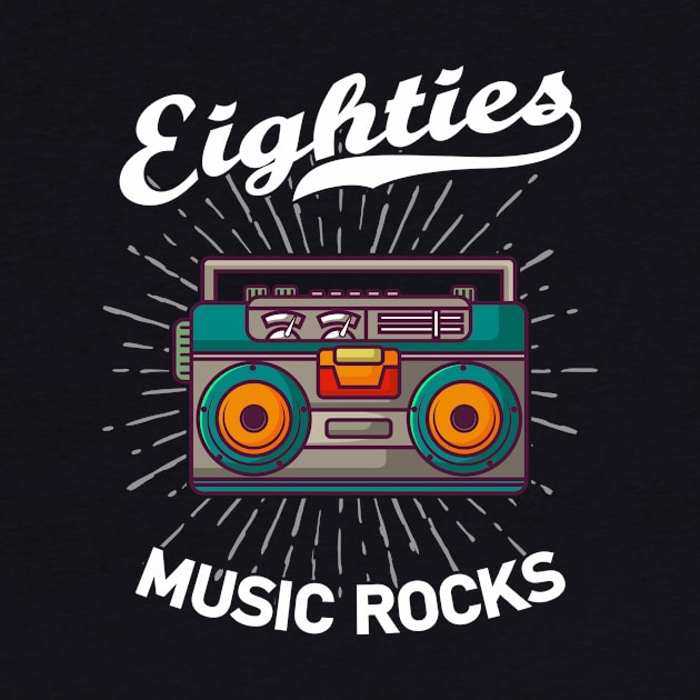 Eighties Music Rocks 80s Boom Box Gift by Delightful Designs